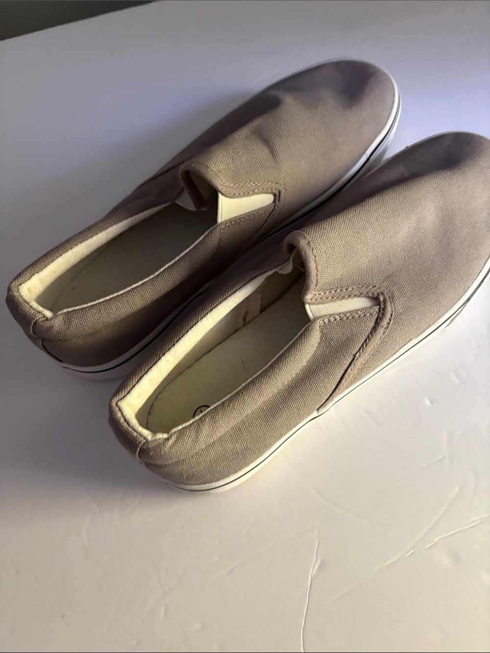 Canvas Slip-On Sneakers in Taupe